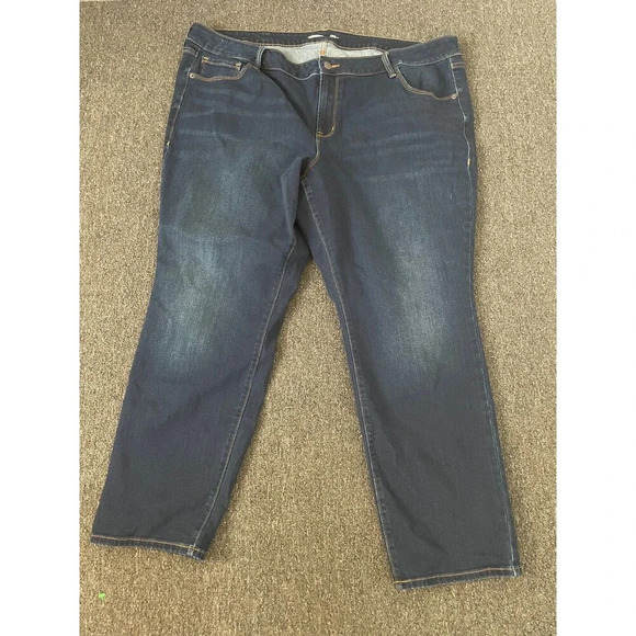 Old Navy Womens Jeans Plus Sz 24 Power Slim Straight Mid Rise Pockets Blue Denim - Picture 2 of 10